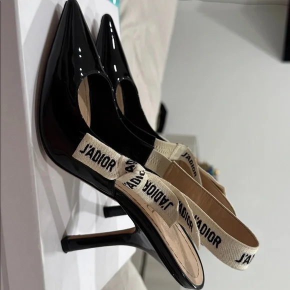 Dior Black Patent Leather Slingback Heels - Picture 2 of 7